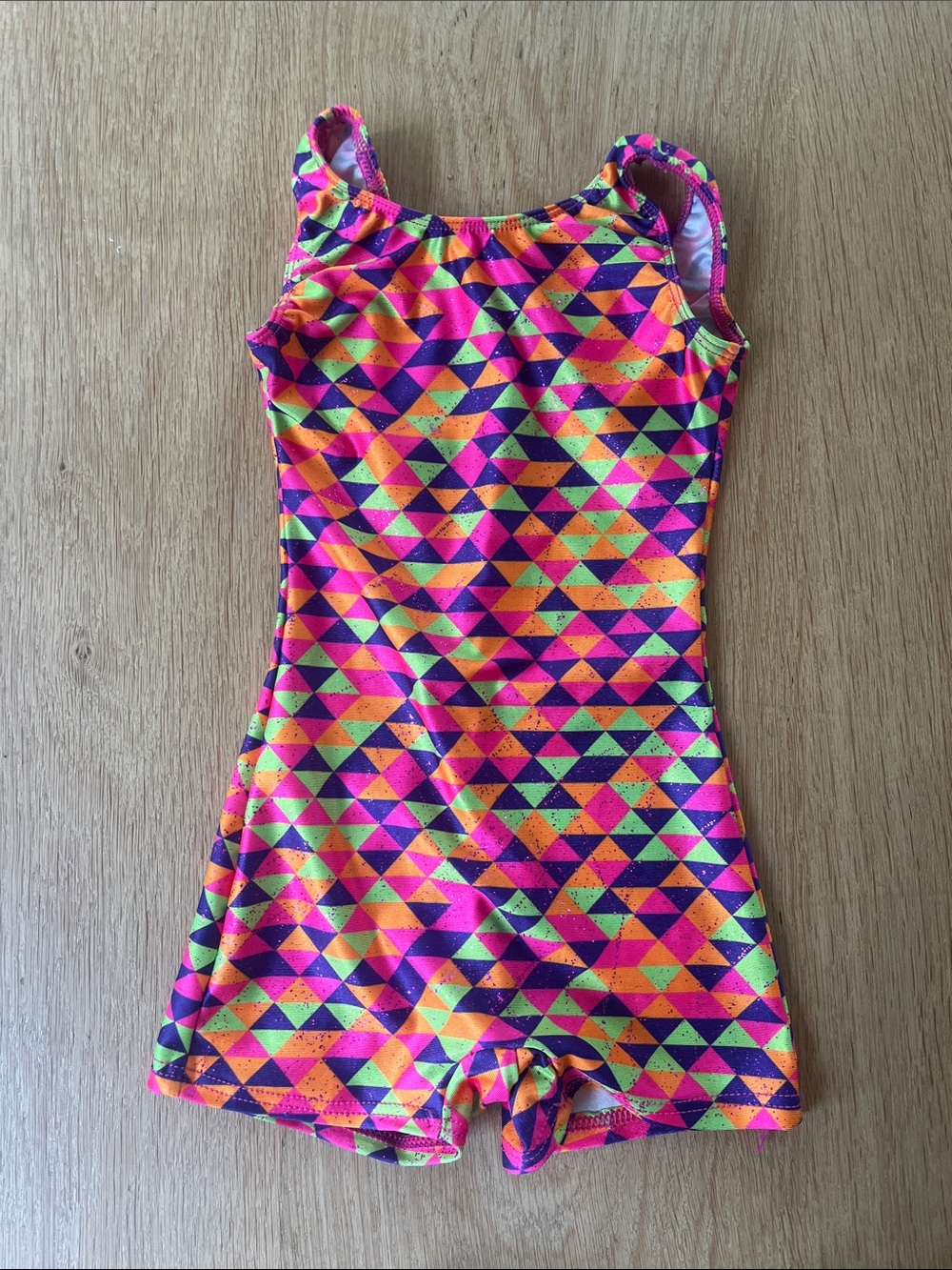 Girls Neon Geometric Gymnastics Leotard
